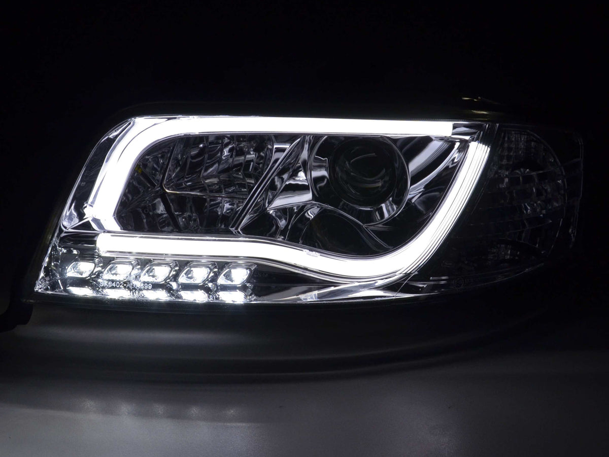 Scheinwerfer Set Daylight LED Tagfahrlicht Audi A6 Typ 4B 01-04 chrom Scheinwerfer Set Daylight LED Tagfahrlicht Audi A6 Typ 4B 01-04 chrom